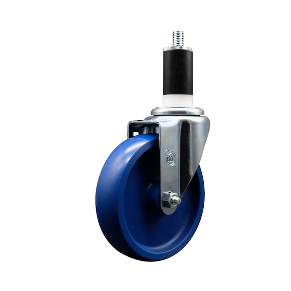 5'' SS Solid Poly Wheel Swivel 1-3/8'' Expanding Stem Caster
